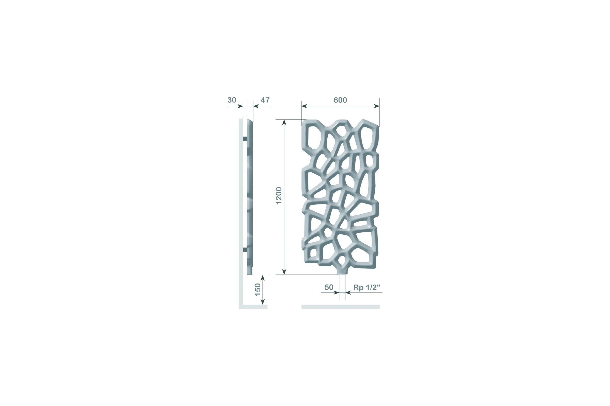 Дизайн-радиатор Primoclima Geom 1200x600 мм, белый RAL9016