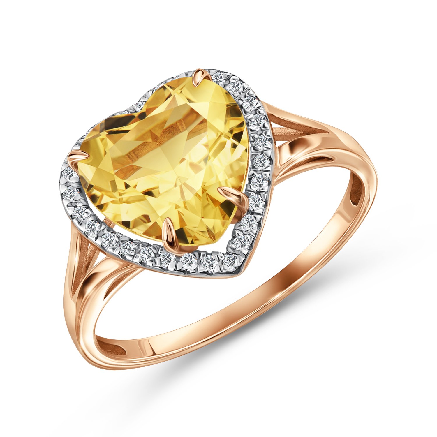 Золотое кольцо с цитрином и бриллиантами (33 544 руб.)