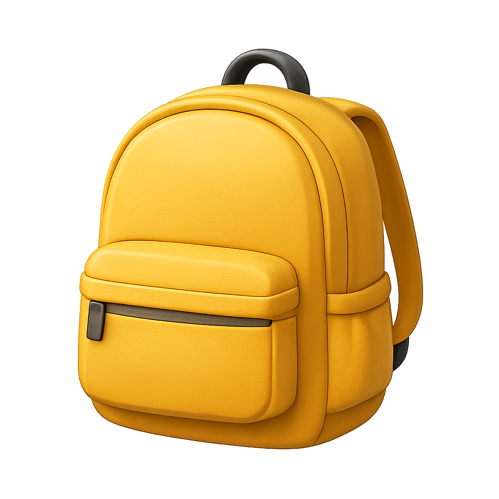 Yellow handbag in 3D view on transparent background