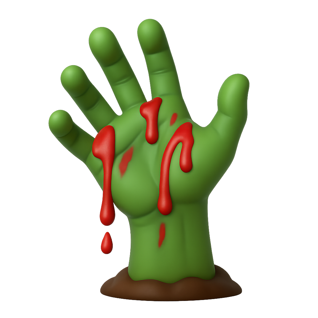 3D zombie hand with blood isolated on transparent background
