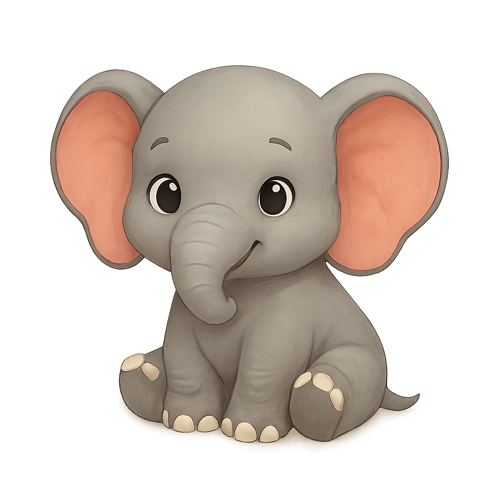 Elefante lindo sentado sobre fondo transparente