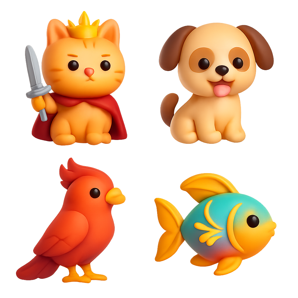 Vários animais em estilo desenho em fundo transparente