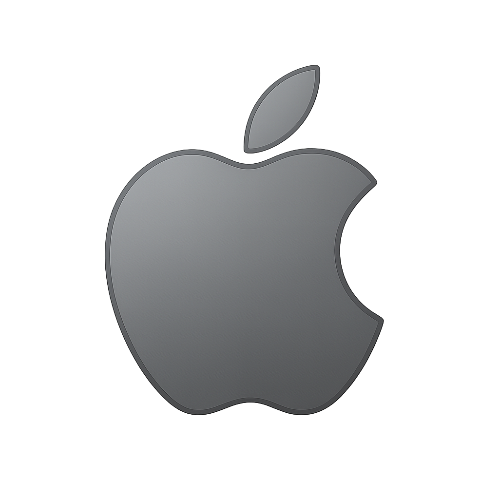 Apple brand logo icon on transparent background