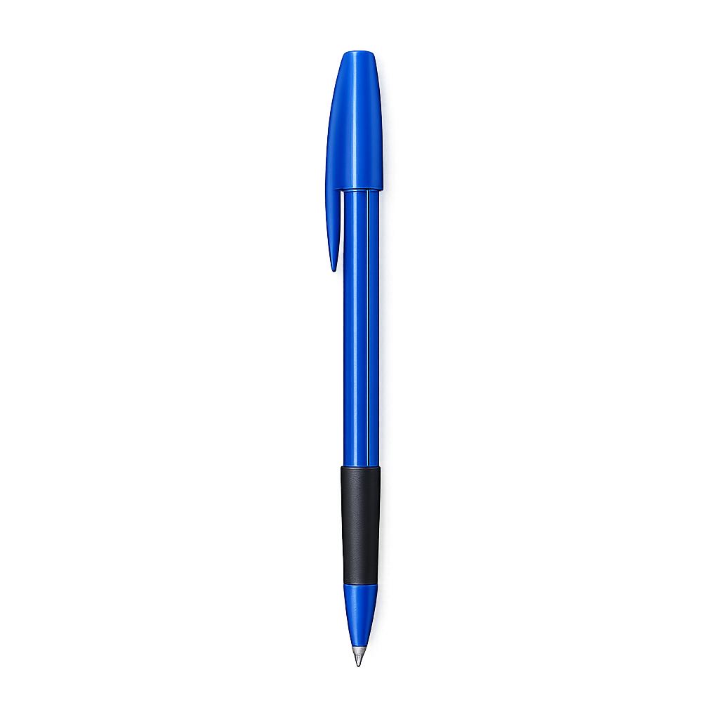 Pulpen biru di latar belakang transparan
