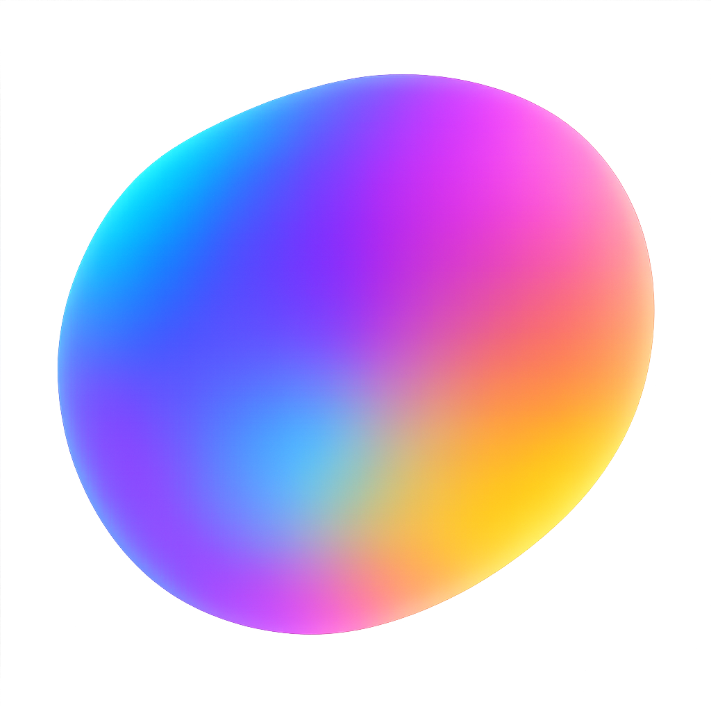 Bright colorful gradient in oval shape isolated on transparent background