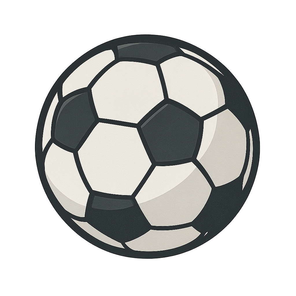 Balón de fútbol caricaturesco sobre fondo transparente