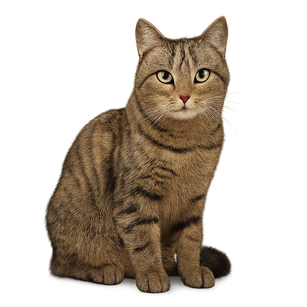 Cute domestic cat isolated on transparent background
