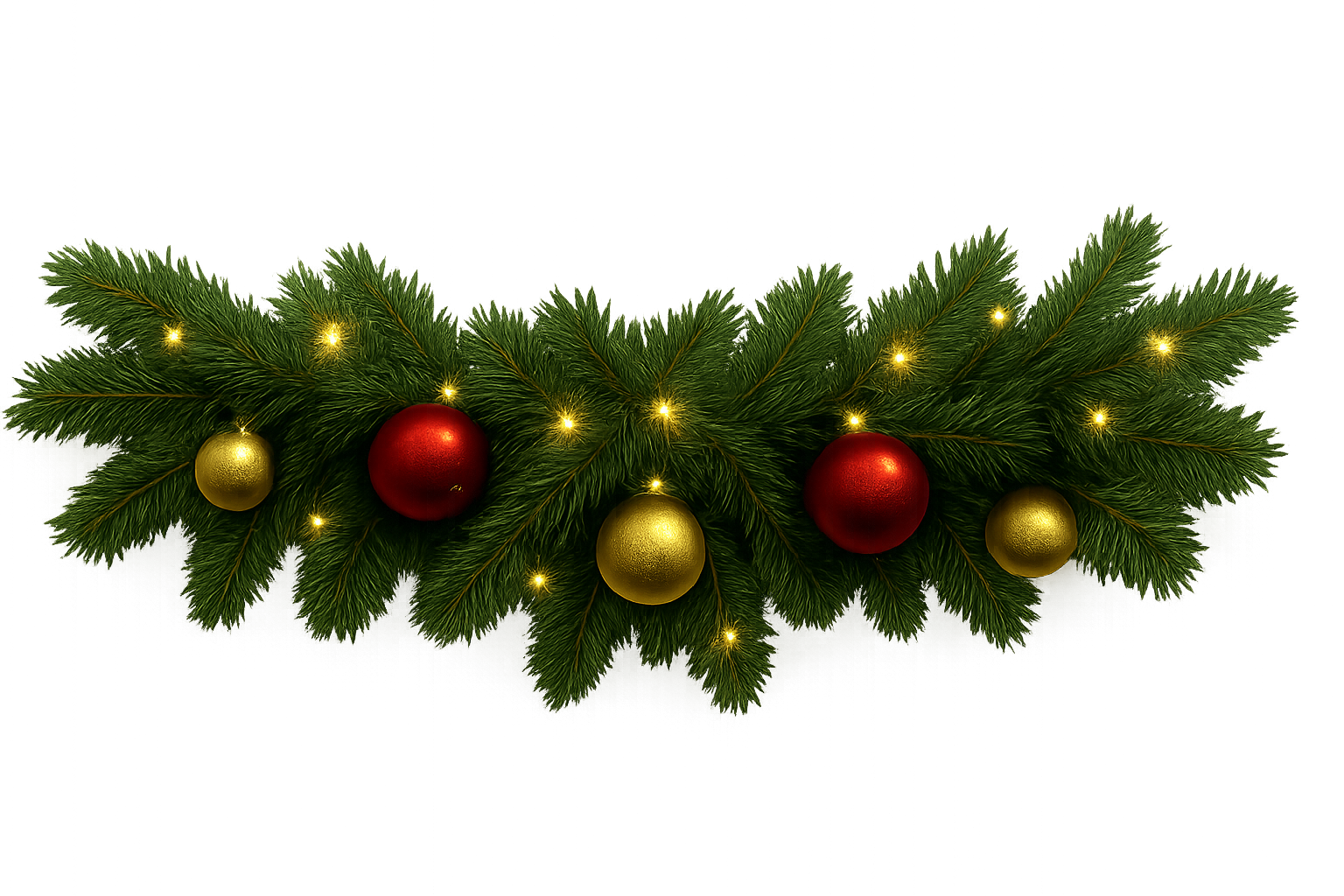 Guirnalda de Navidad con luces sobre fondo transparente
