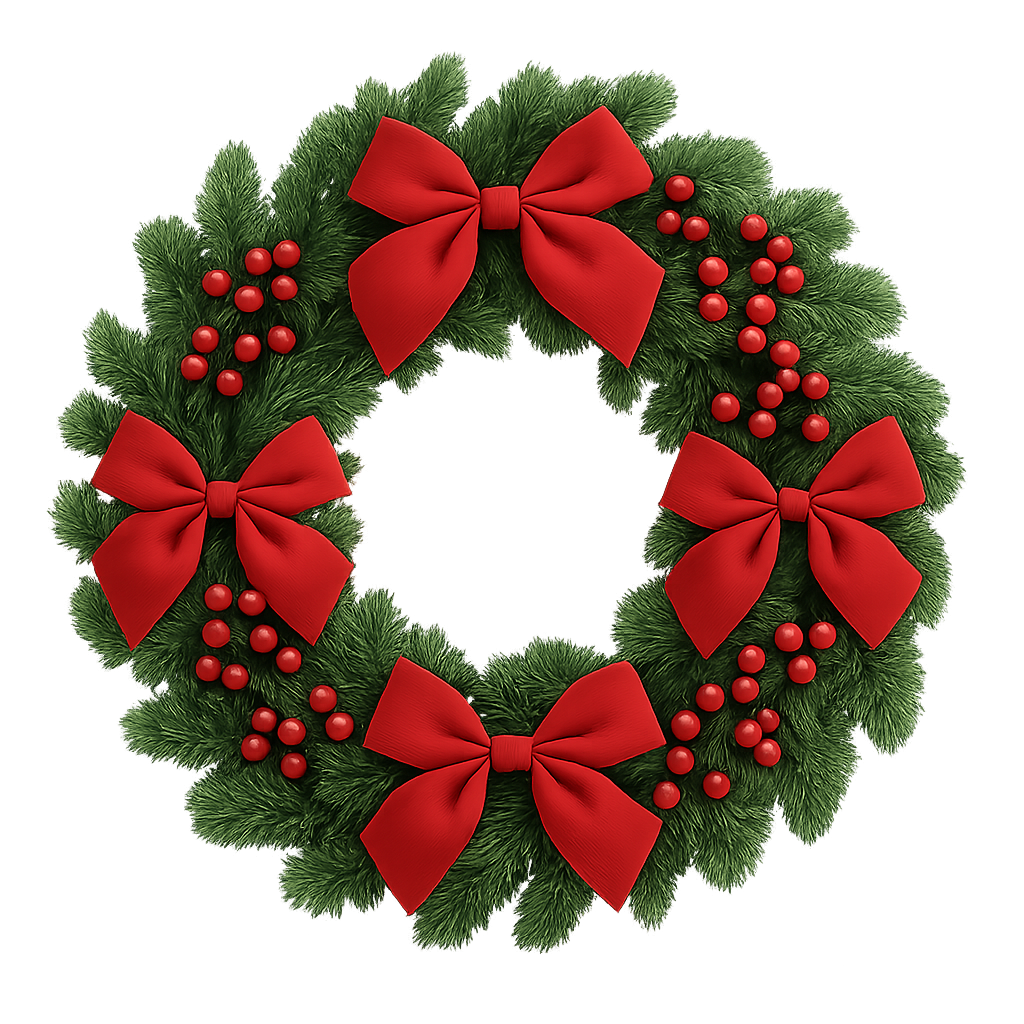 Corona de Navidad sobre fondo transparente