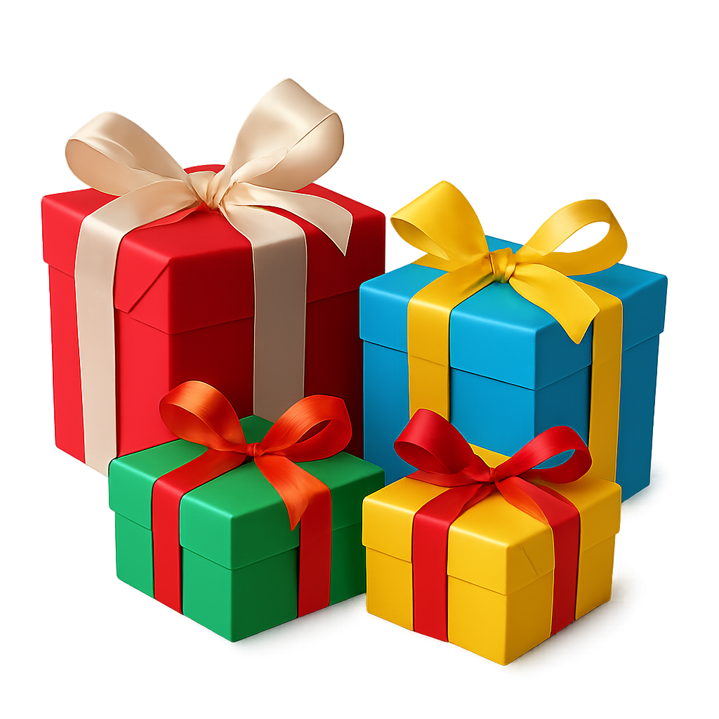 Caja de regalo colorida sobre fondo transparente