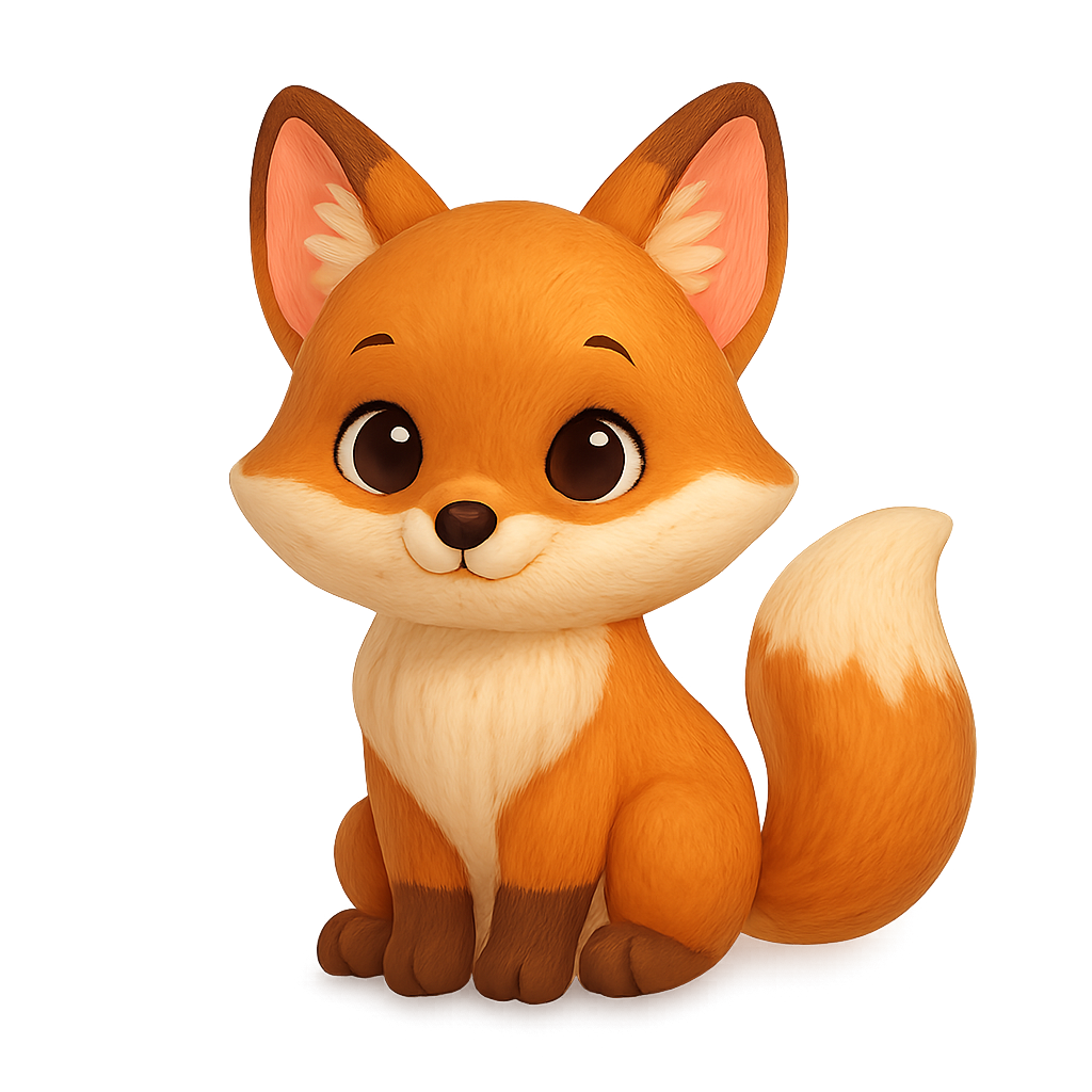 Cute fox isolated on transparent background