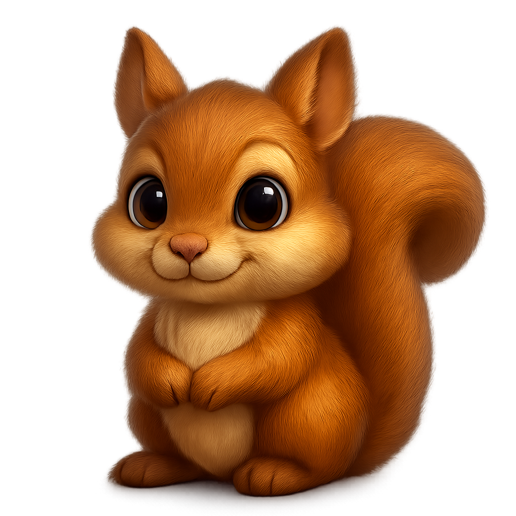 Cute squirrel isolated on transparent background