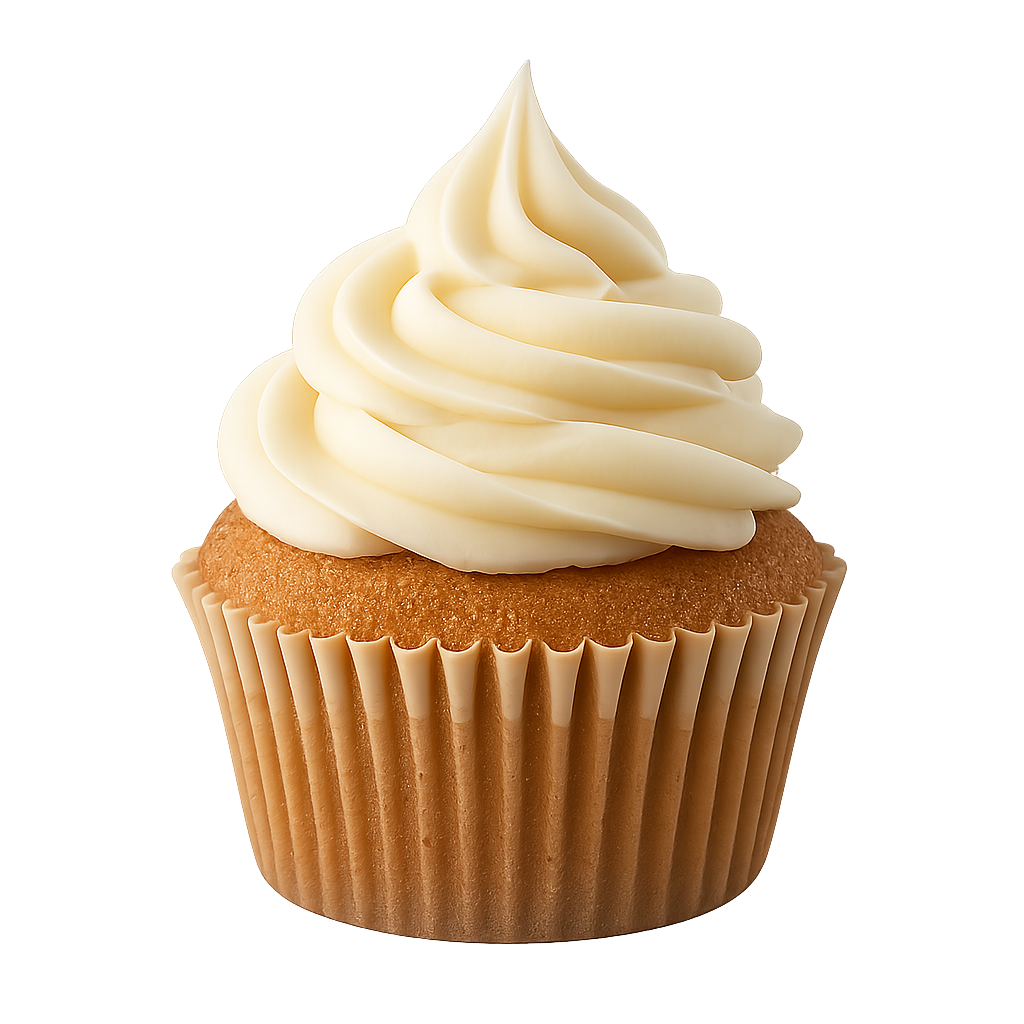 Cute slice of cake with cream topping on transparent background