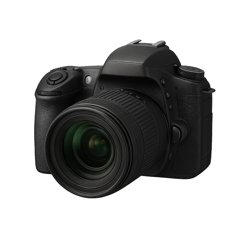 DSLR camera isolated on transparent background