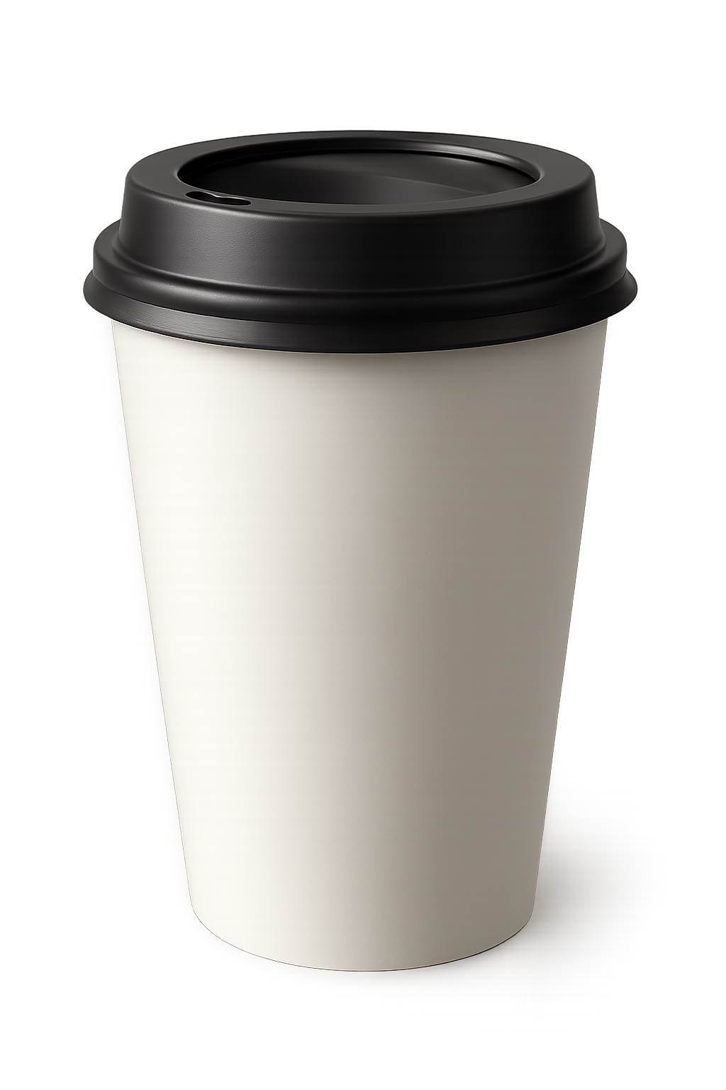 Disposable white coffee cup with lid isolated on transparent background