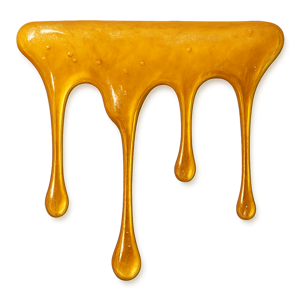Dripping golden honey isolated on transparent background