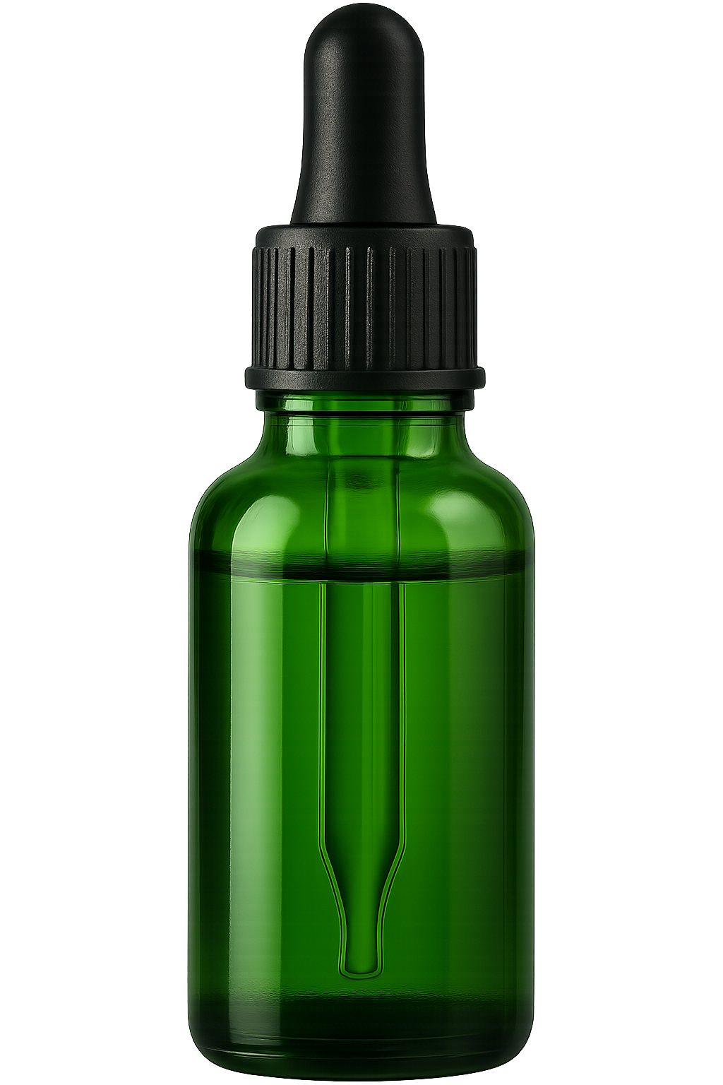 Glass green flask with pipette isolated on transparent background