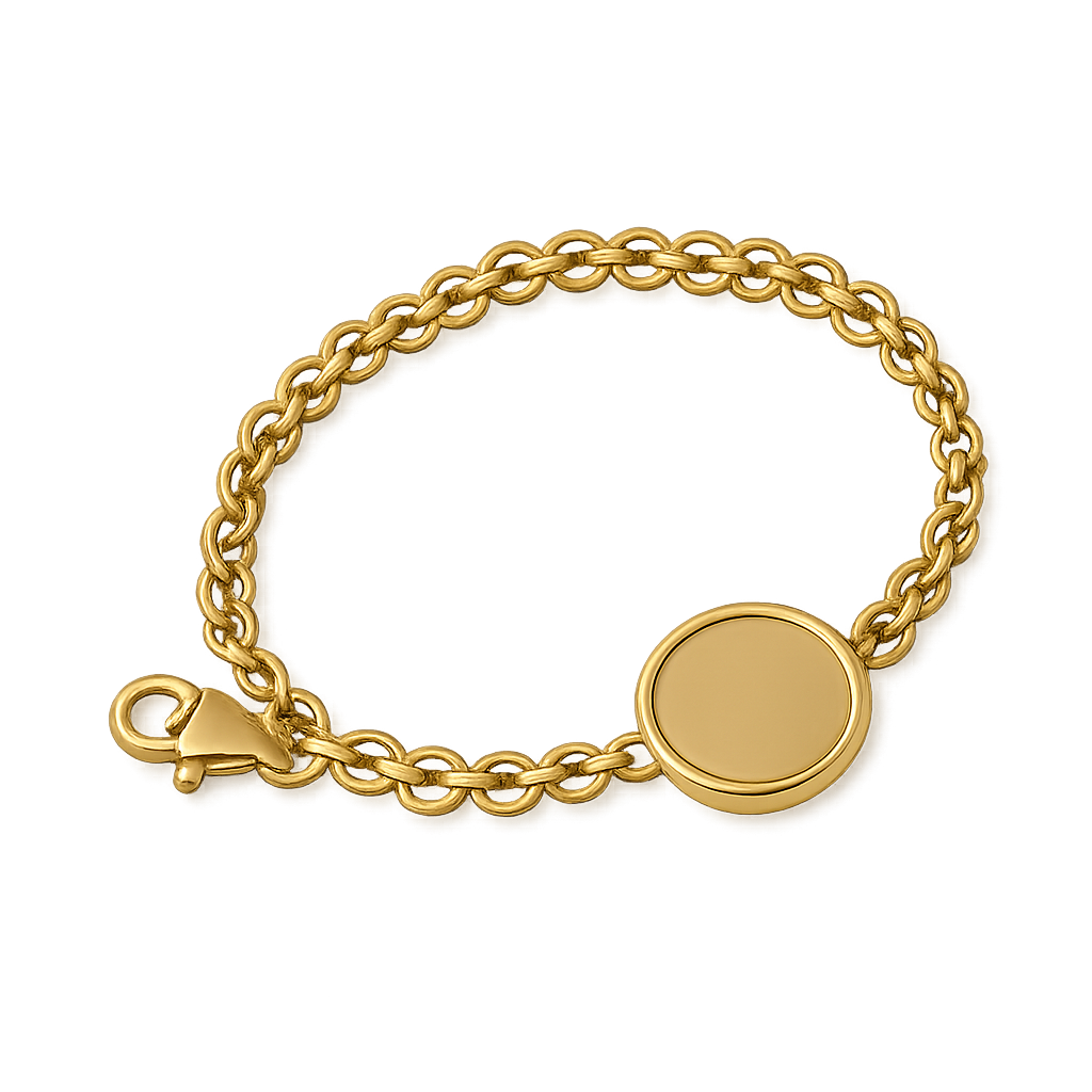 Gold bracelet with pendant isolated on transparent background