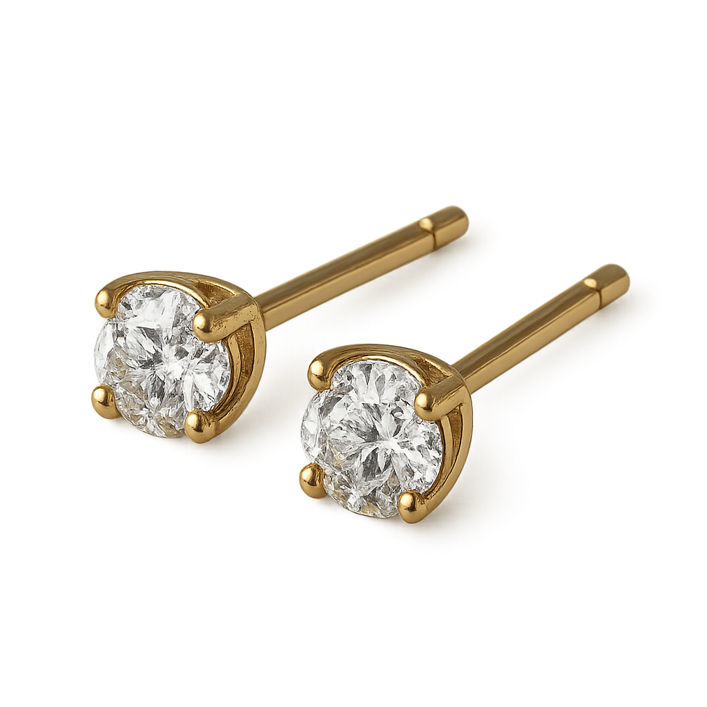 Anting emas dengan berlian di latar belakang transparan
