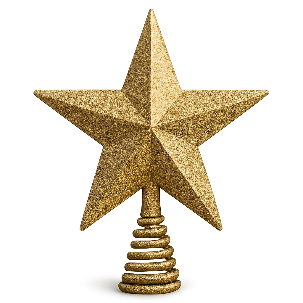 Golden Christmas star ornament isolated
