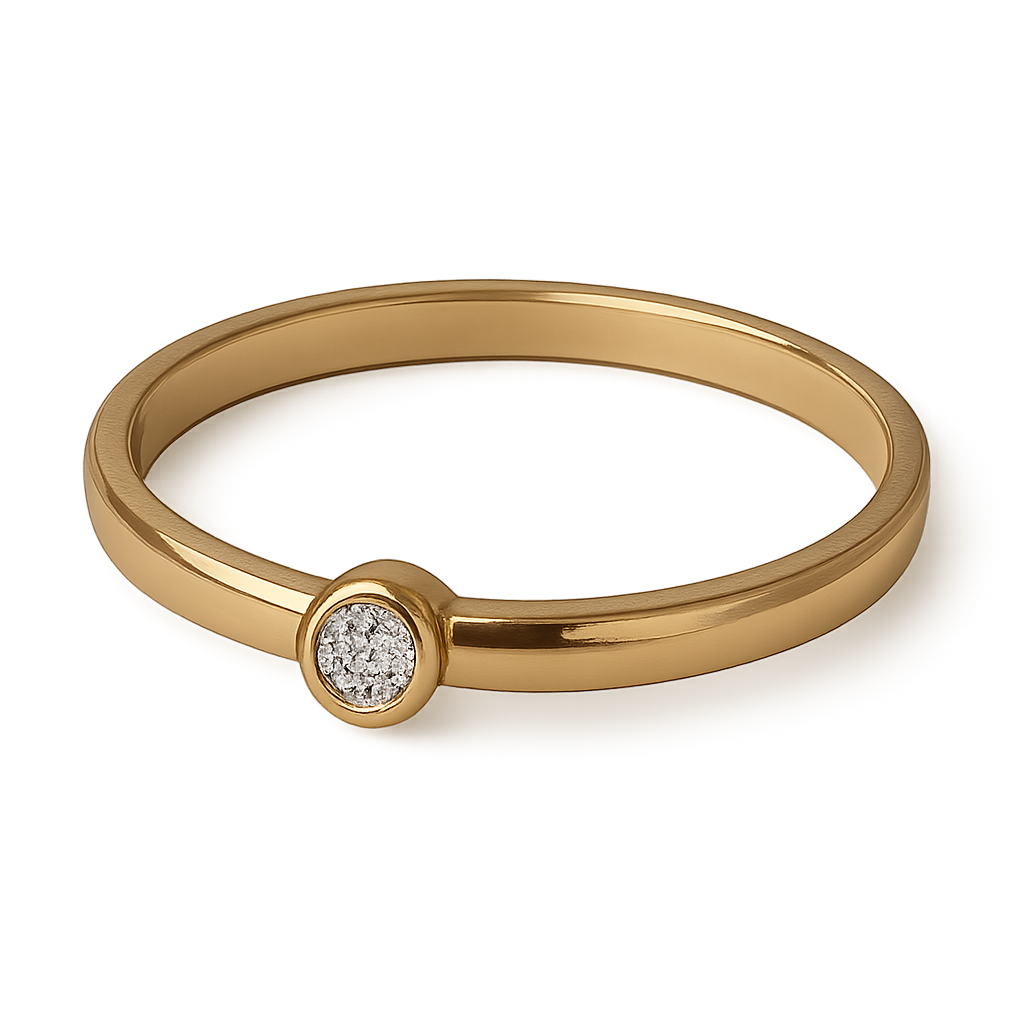 Shiny gold ring with a brilliant-cut diamond isolated on transparent background
