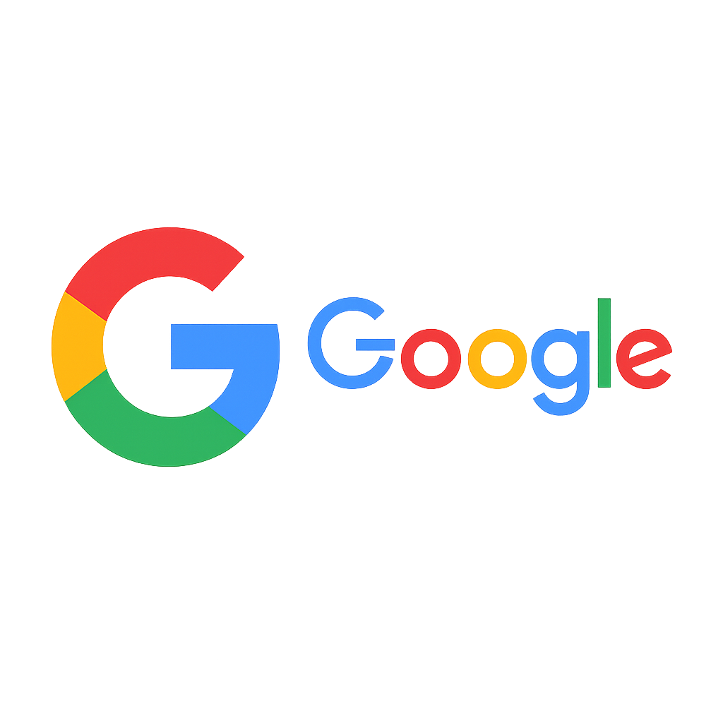Official multicolor Google logo on transparent background