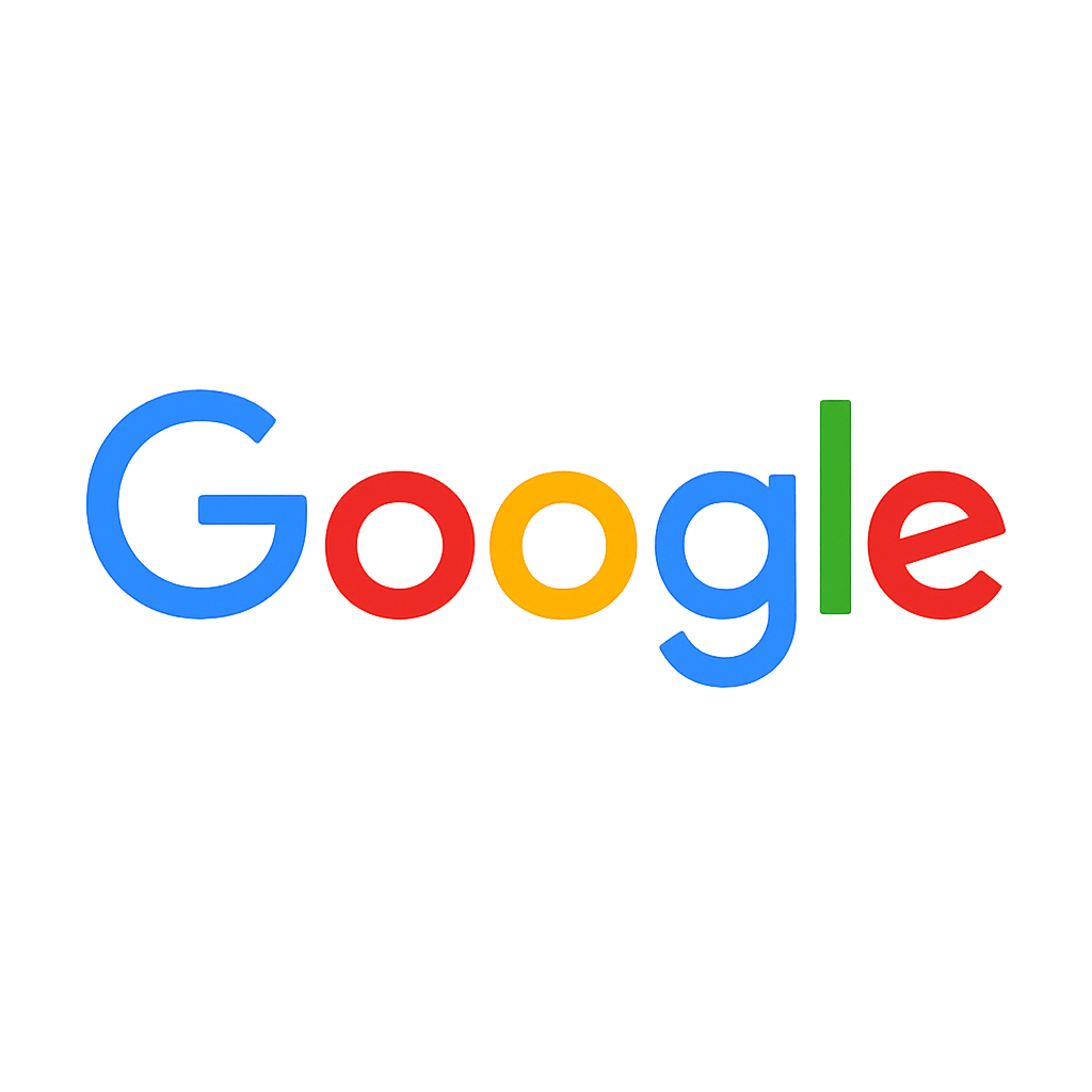Google logo with multicolor design on transparent background