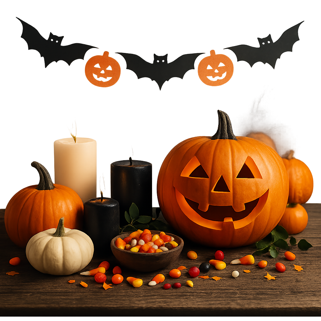 Halloween decorations isolated on transparent background
