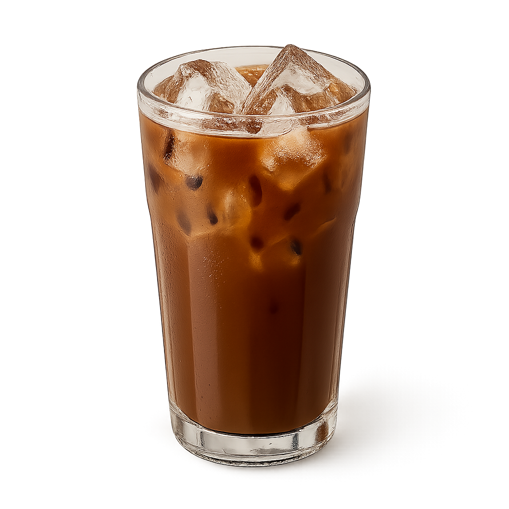 Kopi dingin disajikan dalam gelas bening