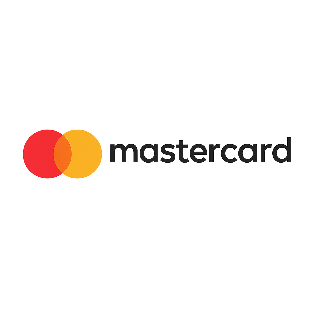 Mastercard logo with red and yellow circles on transparent background