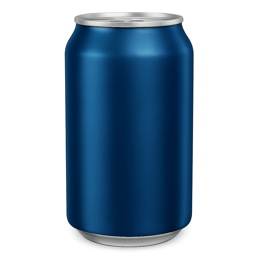 Blue metal aluminum can isolated on transparent background