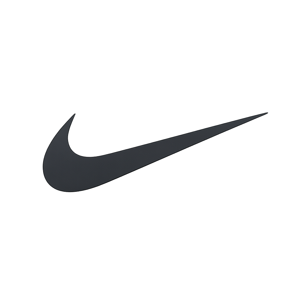 Black Nike swoosh logo on transparent background