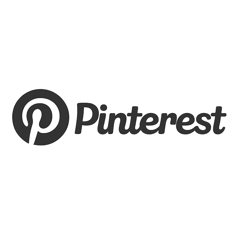 Red Pinterest logo on transparent background