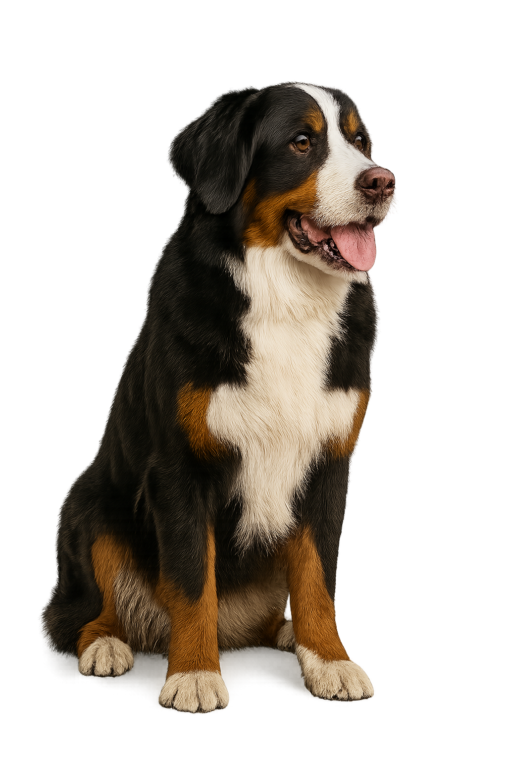 Potret detail Anjing Pegunungan Bernese di latar belakang transparan