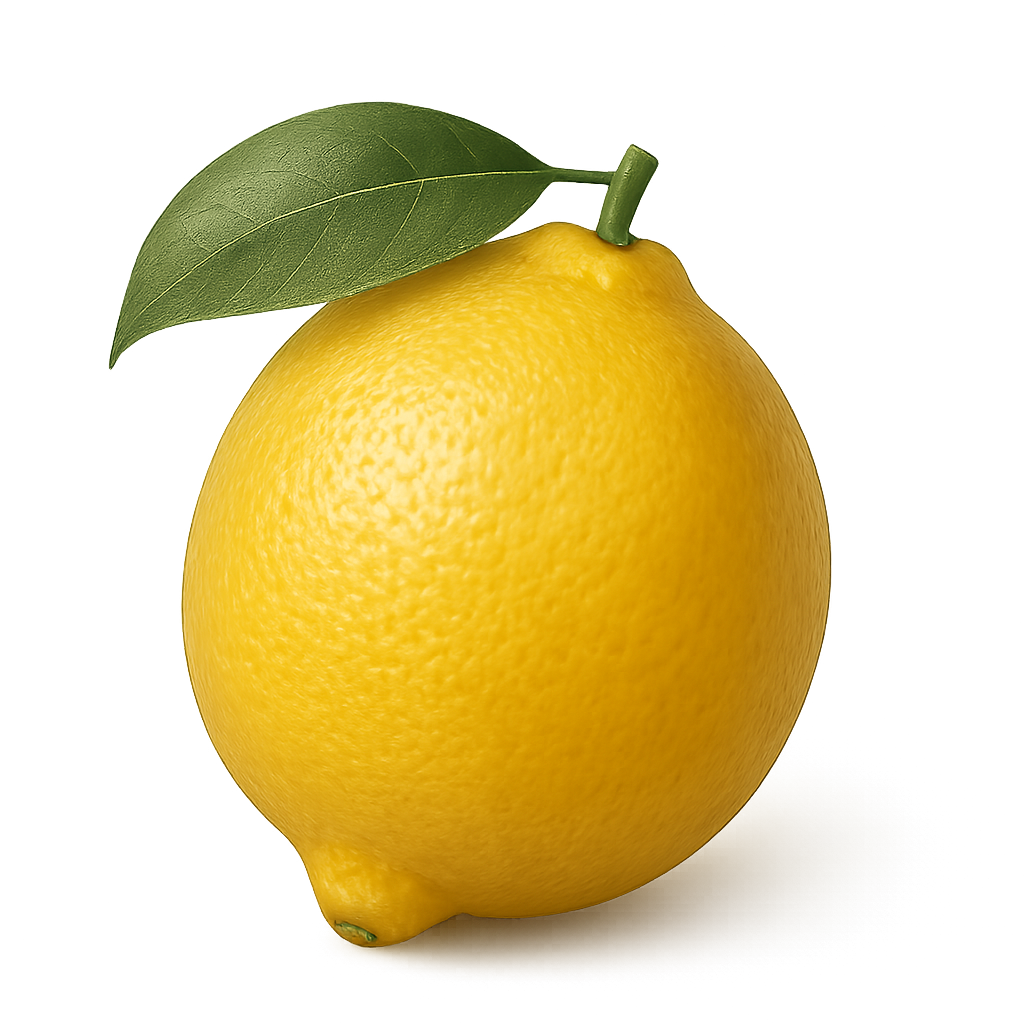 Lemon utuh dengan kulit kuning realistis