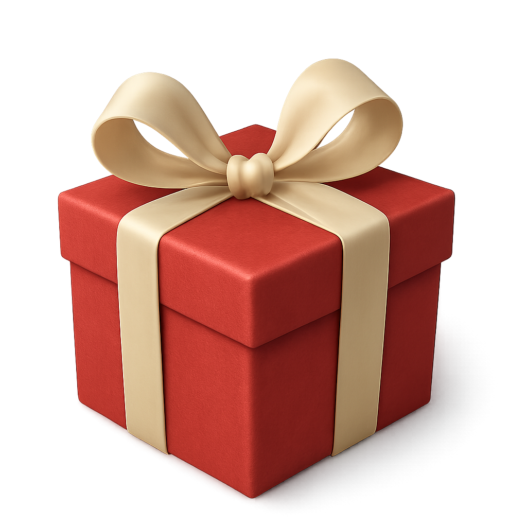 Red gift box with ribbon and bow on transparent background