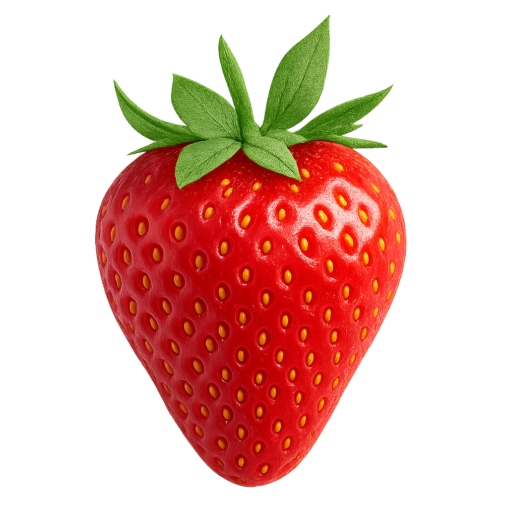 Fresh ripe strawberries isolated on transparent background