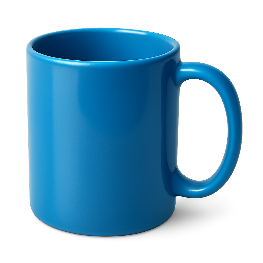 Smooth blue cup isolated on transparent background