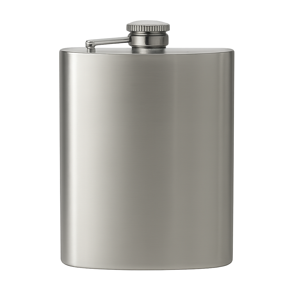 Botol stainless steel di latar belakang transparan