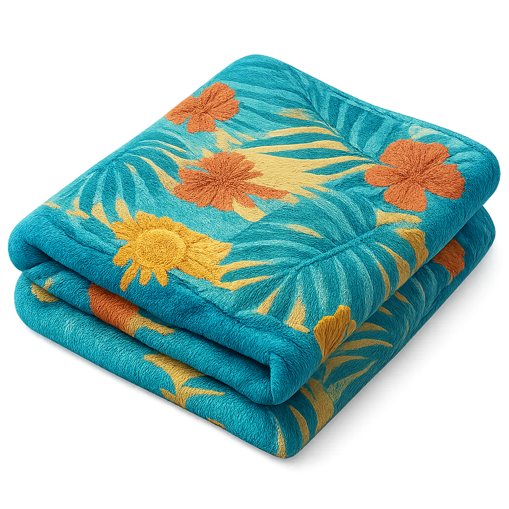 Tropical patterned beach towel isolated on transparent background