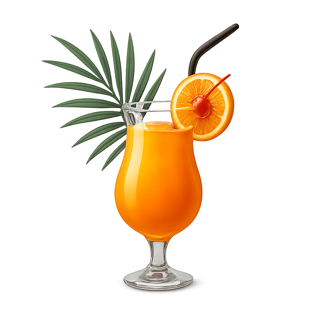Tropical cocktail isolated on transparent background