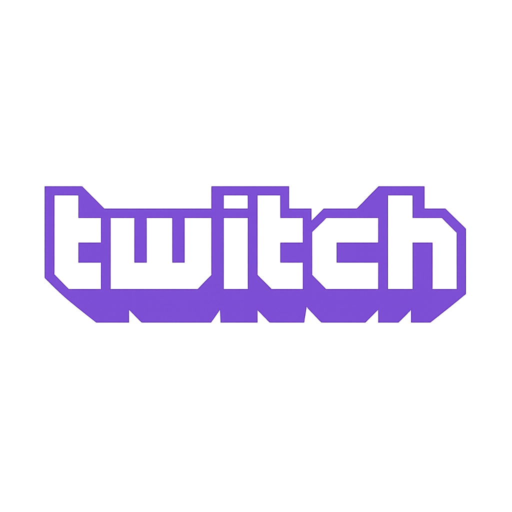 Фиолетовый логотип Twitch на прозрачном фоне