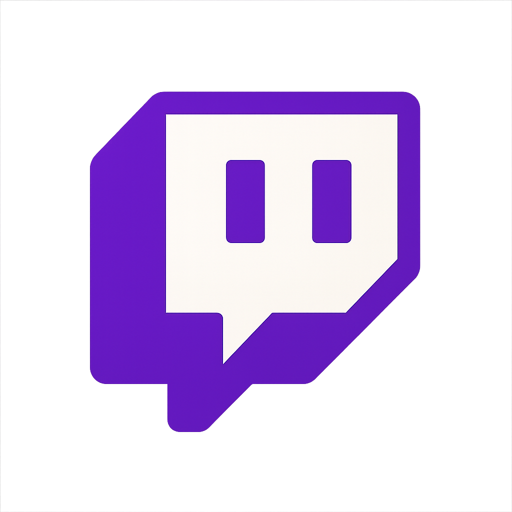Twitch-style purple logo on transparent background