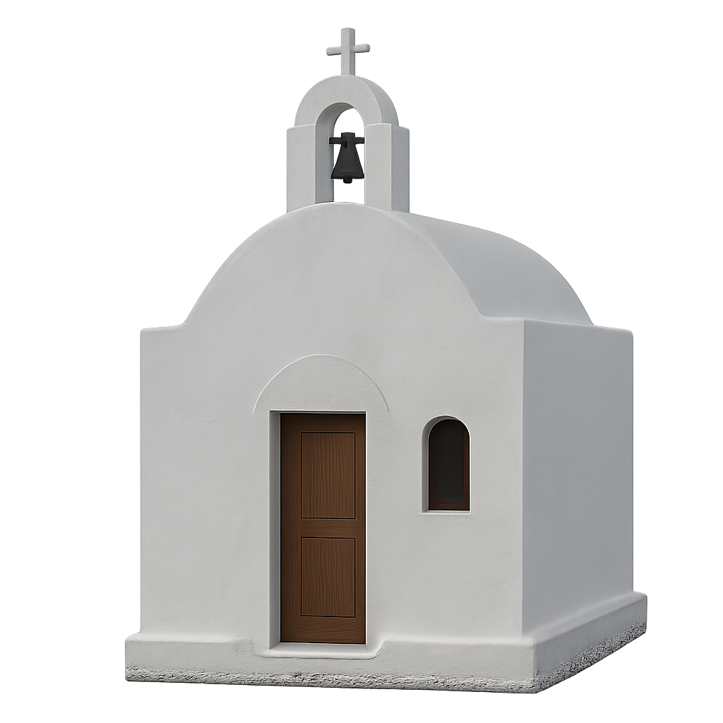 White church and minaret isolated on transparent background