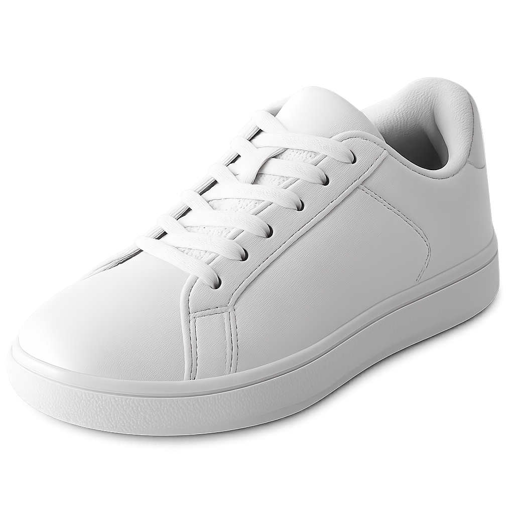 Zapatilla blanca sobre fondo transparente