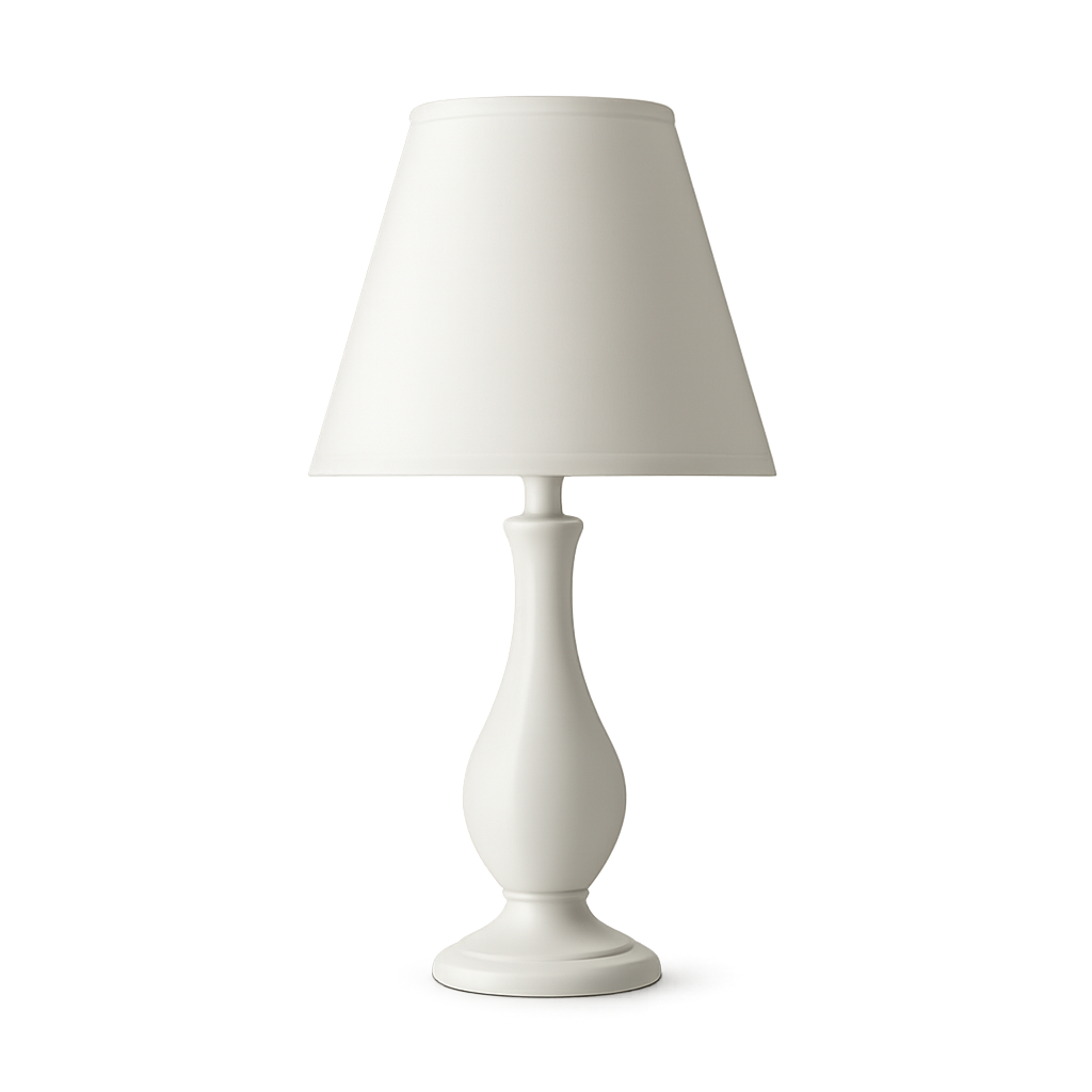 Lámpara de mesa blanca moderna sobre fondo transparente