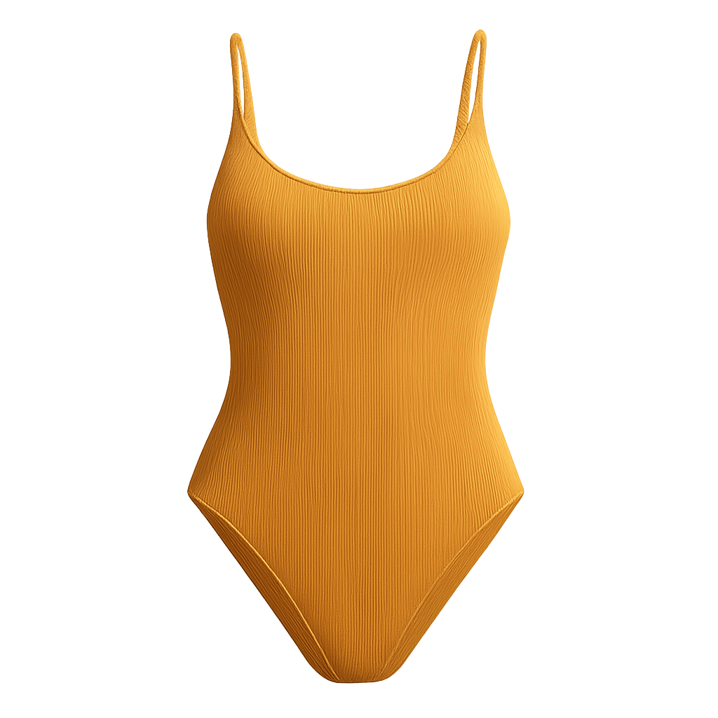 Yellow one-piece swimsuit isolated on transparent background