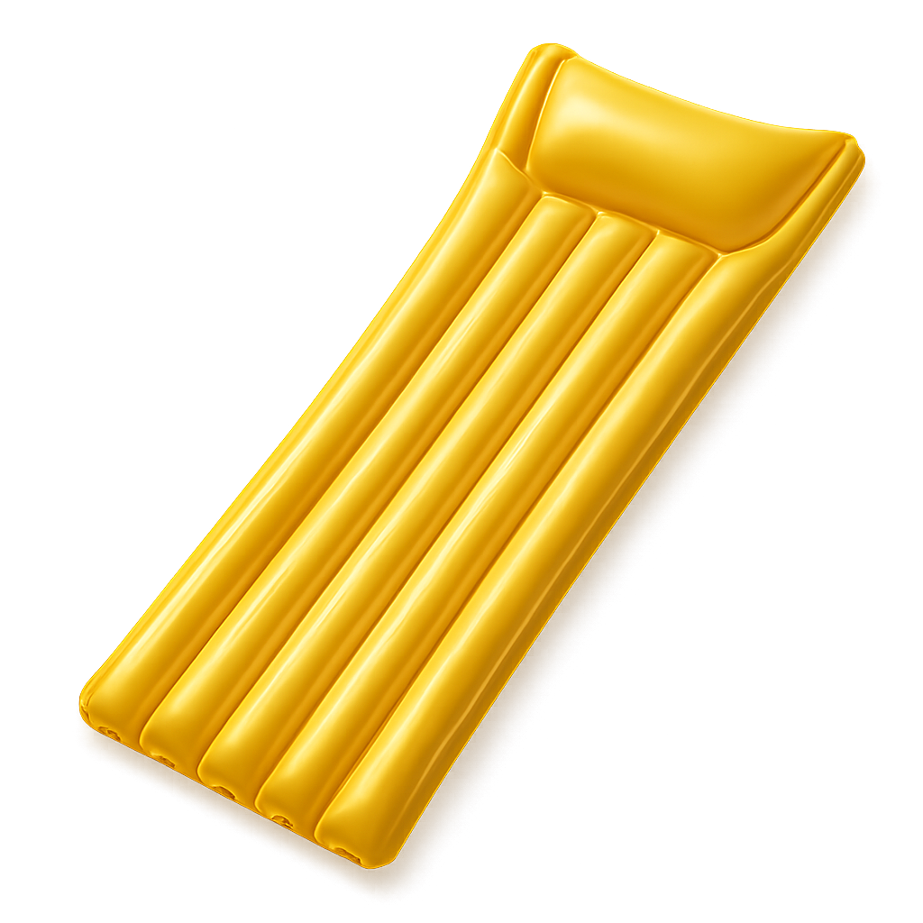 Yellow air mattress isolated on transparent background