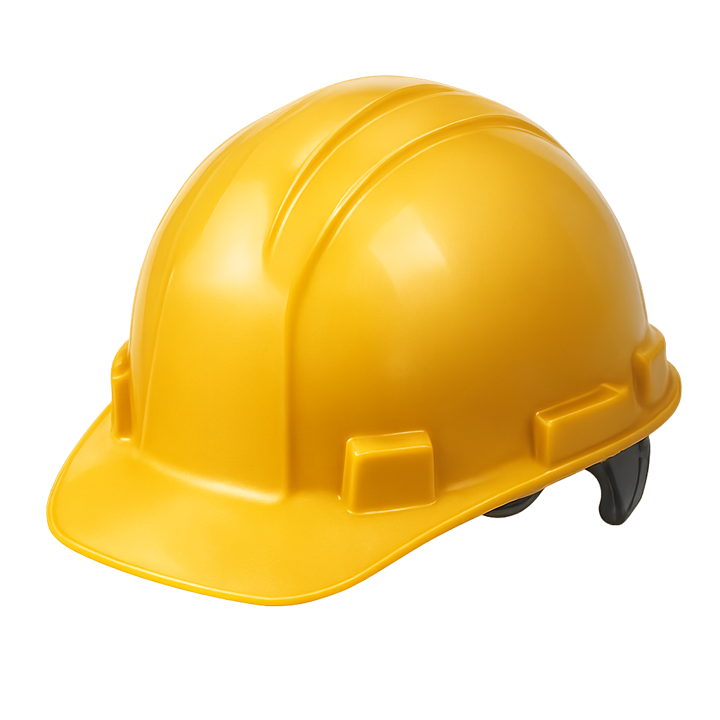 Yellow construction helmet on transparent background