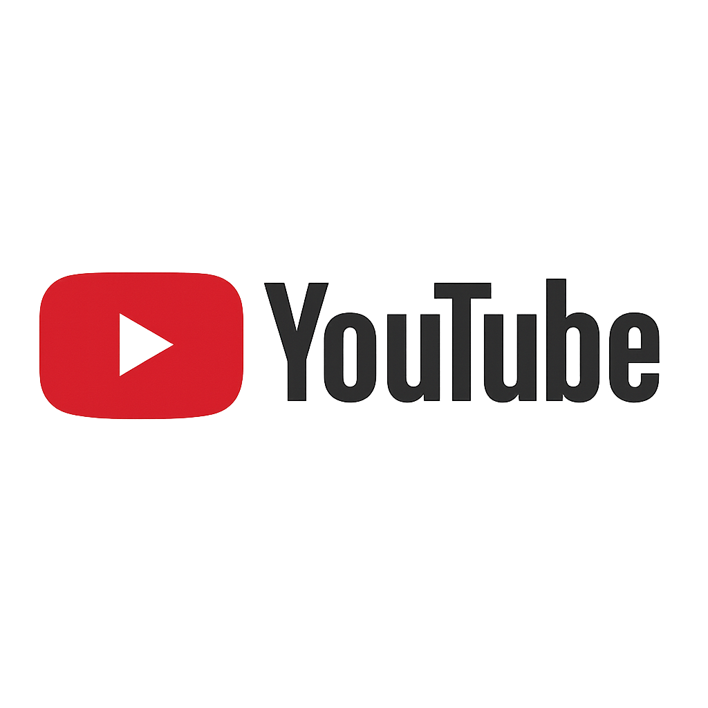 Logotipo oficial do YouTube com ícone vermelho em fundo transparente
